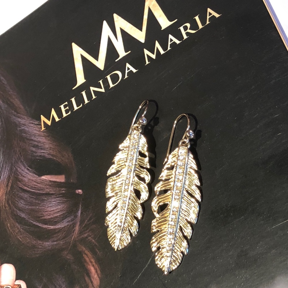 REDUCED • MELINDA MARIA FEATHER CZ EARRINGS